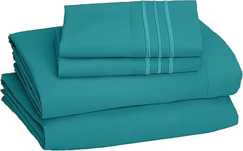 Miniatura 8 de CELINE LINEN Juego de sábanas de microfibra de 4 piezas prémium de calidad de hotel 1800 hilos, resistente a las arrugas, ultra suave y