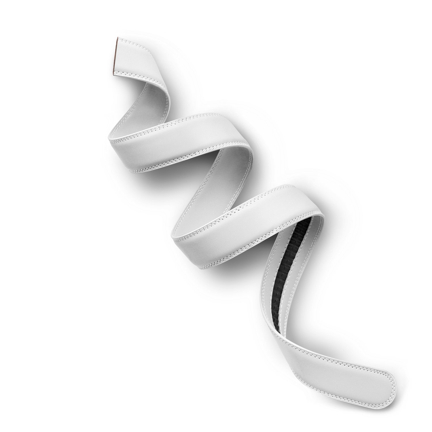 Mission Belt Mens Ratchet Leather Belt Strap - No Holes, Buckle Not Included - White, 35mm