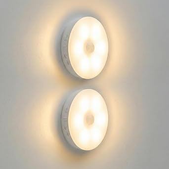 Amber LED Hareket Sensörlü Ledli Gece Lambası Şarj Edilebilir, Taşınabilir 4000k Günışığı (2 Adet) [Enerji Sınıfı A]