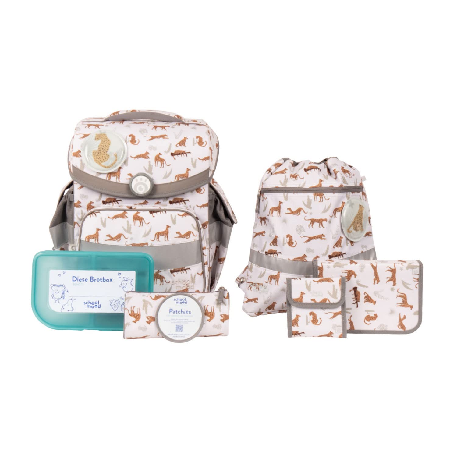 SCHOOL-MOOD Timeless Nordic Collection Schulranzen-Set 7-teilig Leopard