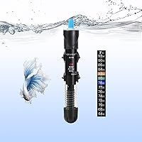 Aquaneat 50W Aquarium Heater for 5-15 Gallon Fish Tanks - Adjustable Submersible Thermostat 65-89°F with Thermometer