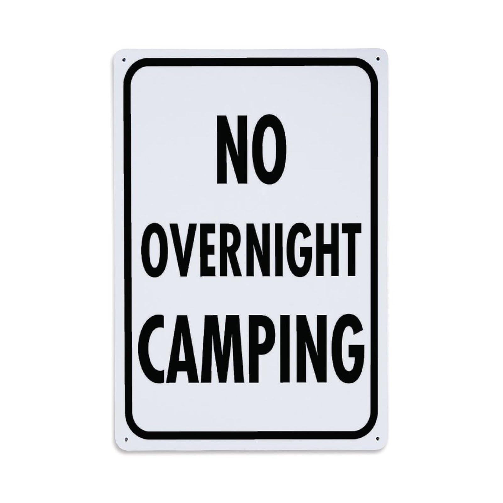 No Overnight Camping Sign Vintage Aluminium Metal Sign, Retro Wall Decor for Home, Bar, Garage & Farmhouse 30x20cm