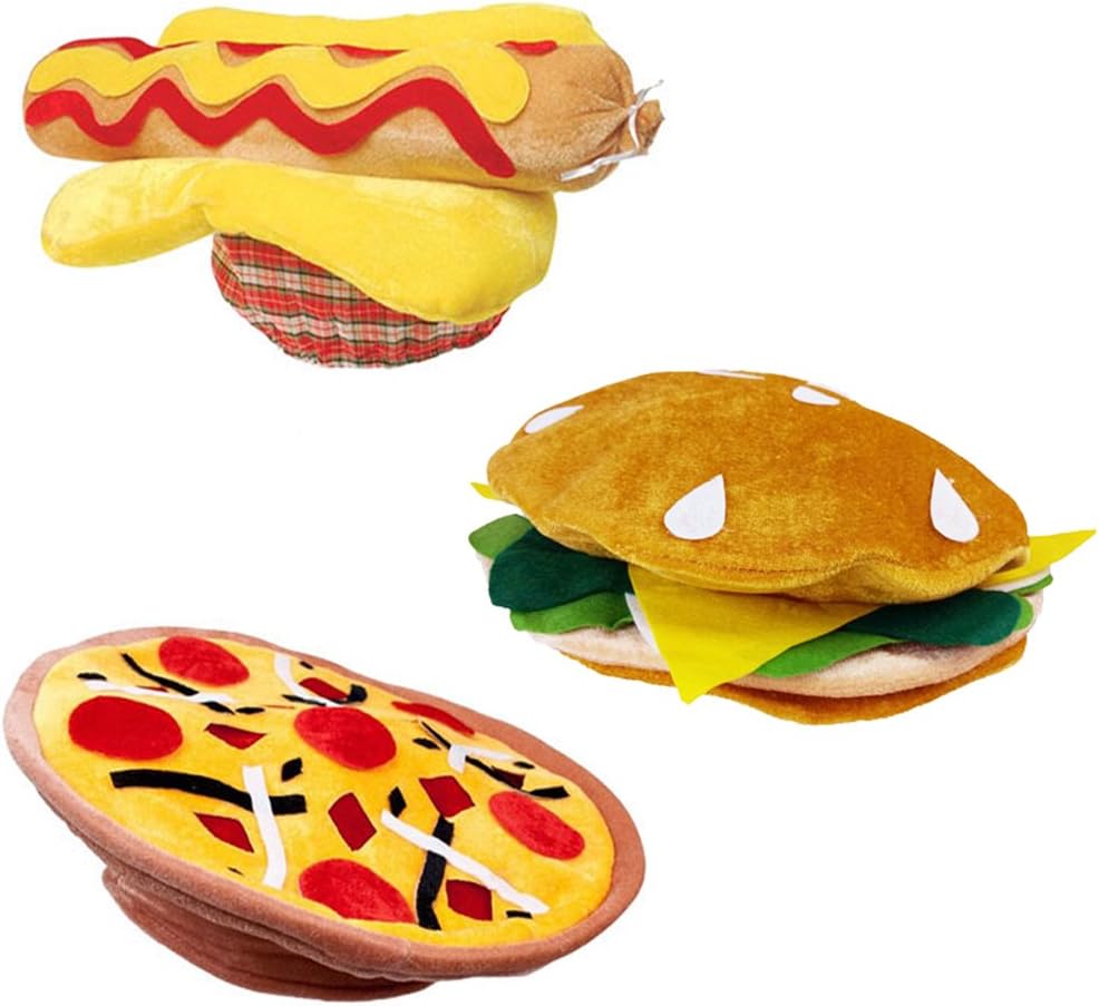 Funny Party Hats Food Hats - Pizza Hamburger Hot Dog Costume Party Dress Up - Chef Hat