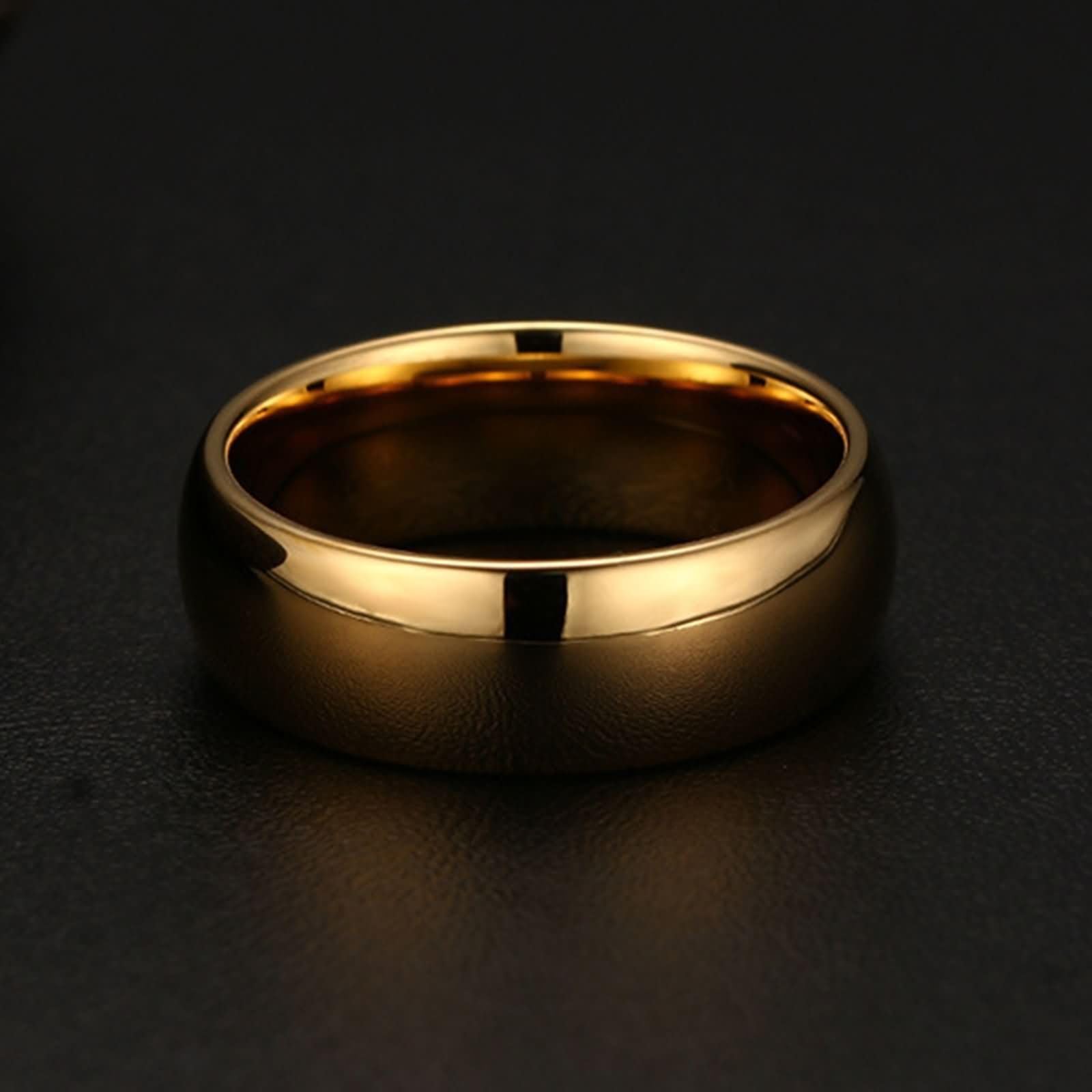 Daesar Bague de Promesse Couple, Anneau Bague Femme et Homme Tungstène Ronde Poli Simple 8MM Bague de Fiancaille Argent Or