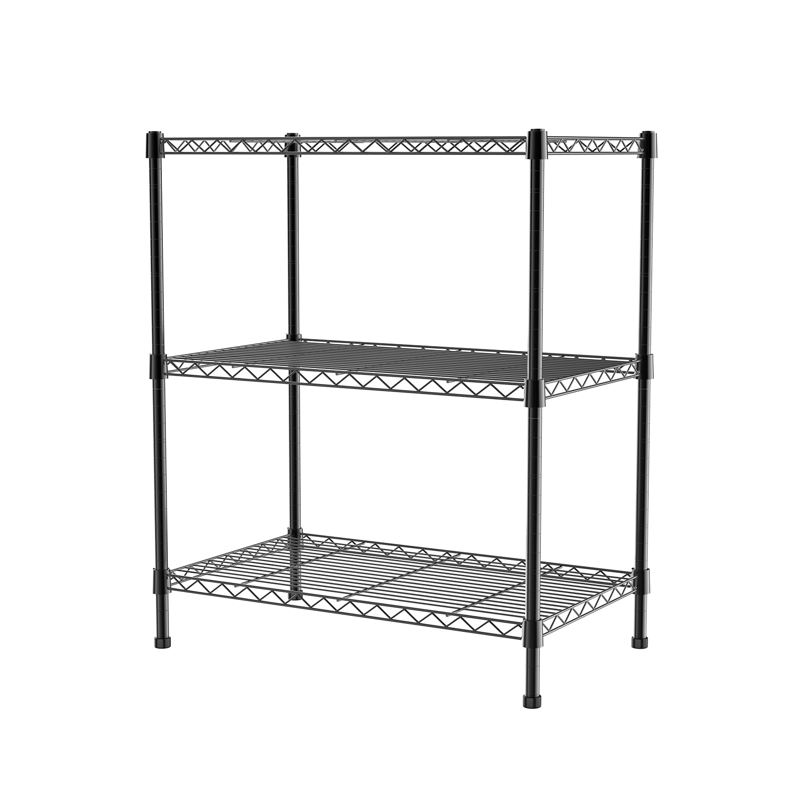 Rigogo 3 Tier Wire Shelving Unit, Metal Shelf Rack with Strong Steel for Kitchen Garage Pantry Garage, 300kg Capacity, 60x35x76cm, Black