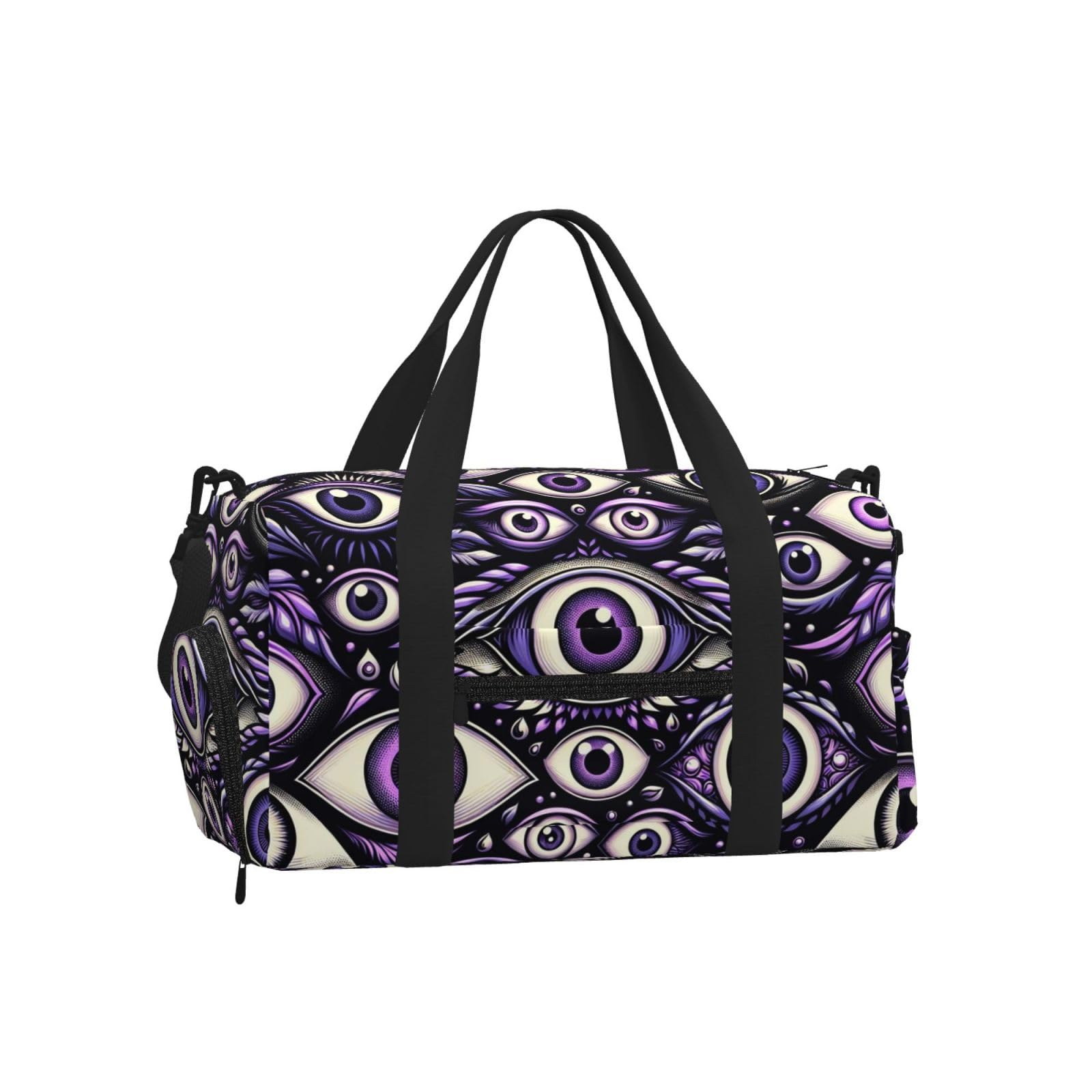 Vortithora Evil-Eye Sports Duffel Bag with Shoe Compartment