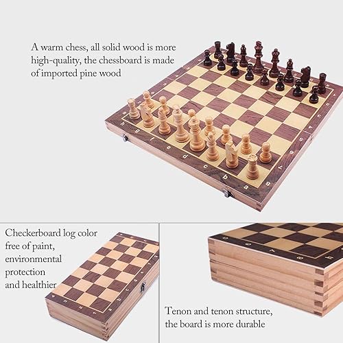 Miniatura 5 de ROLTIN Magnetic Wooden Chess Set Folding Portable Travel Chess Board Game Sets with Game Pieces Storage Slots for Adults and Kids Gift Chess Gifts