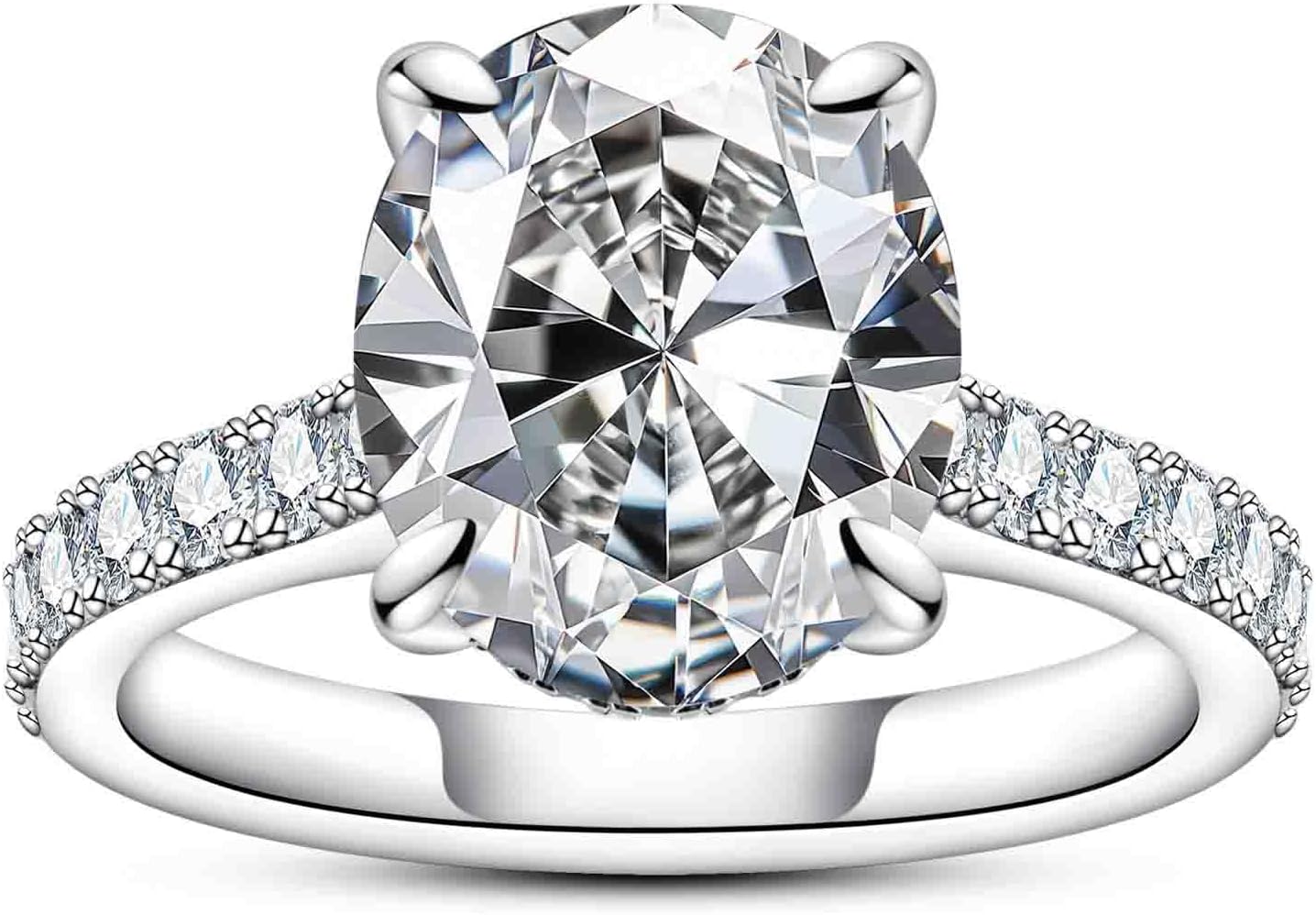 3CT-6CT Cubic Zirconia Round Cut/Oval Cut/Cushion Cut Engagement Rings 5A Grade Simulated Diamond CZ Wedding Promise Anniversary Rings for Women