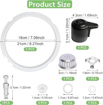 11Pcs InstantPot Replacement Parts for Duo 3 Qt and Duo Plus 3 Qt, Instant Pot Accessories Include Sealing Ring, Steam Release Valve, Anti-Block Shield, Valve Sealing Ring, Float Valve and Gasket