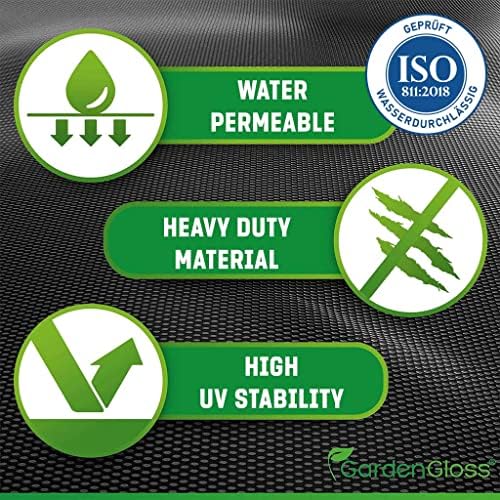 GardenGloss® 50m² Weed Control Membrane (50gsm) - Water Permeable and Tearproof Weed Barrier Fabric - Weed Control Fabric with High UV-Stabilisation (50m x 1m, 1 roll)