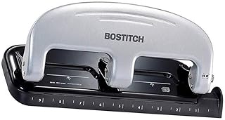 Bostitch Office inPRESS 20 Reduced Effort Three-Hole Punch, 1 Pack (Silver) Black (2220-1) - New