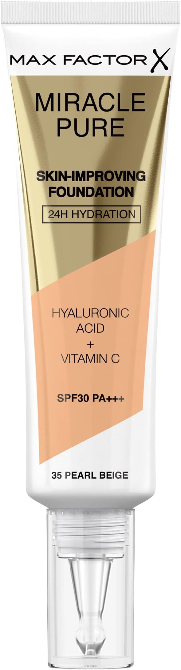 Miracle Pure Liquid Foundation, Pearl Beige, Full Coverage, Flawless and Radiant Finish, Lightweight Formula, Smudge Resistant, Non Pore-Clogging, Fragrance Free, 35ml