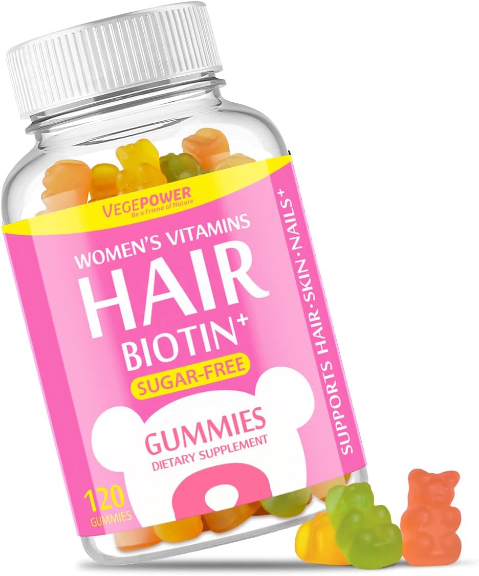 Hair Vitamins Gummy With Biotin 5000 Mcg, Hair Growth Support With Vitamin A, D, C, E, B6, B12, Non-GMO & Gluten Free, Stronger & Beautiful Hair, Skin & Nails, Hair Vitamin