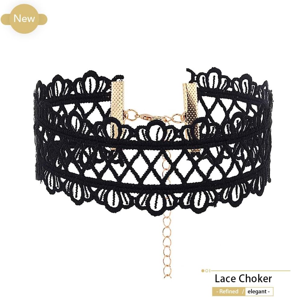 JAKAWIN Black Choker Necklace White Lace Chokers for Women - Image 2