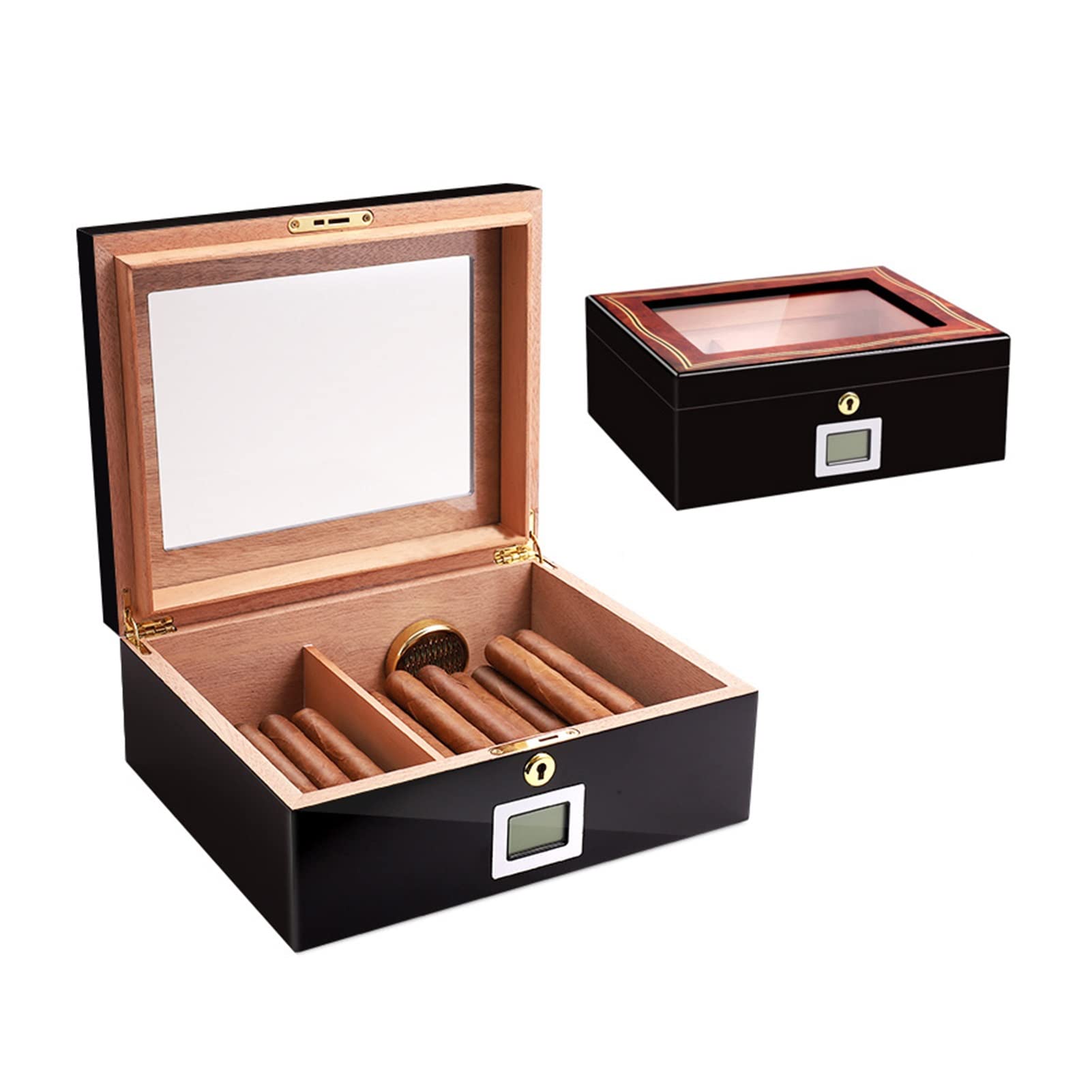 Buy Spanish Cedar Wood Cigar Humidors Box Holds 50 Cigars Desktop Cigar