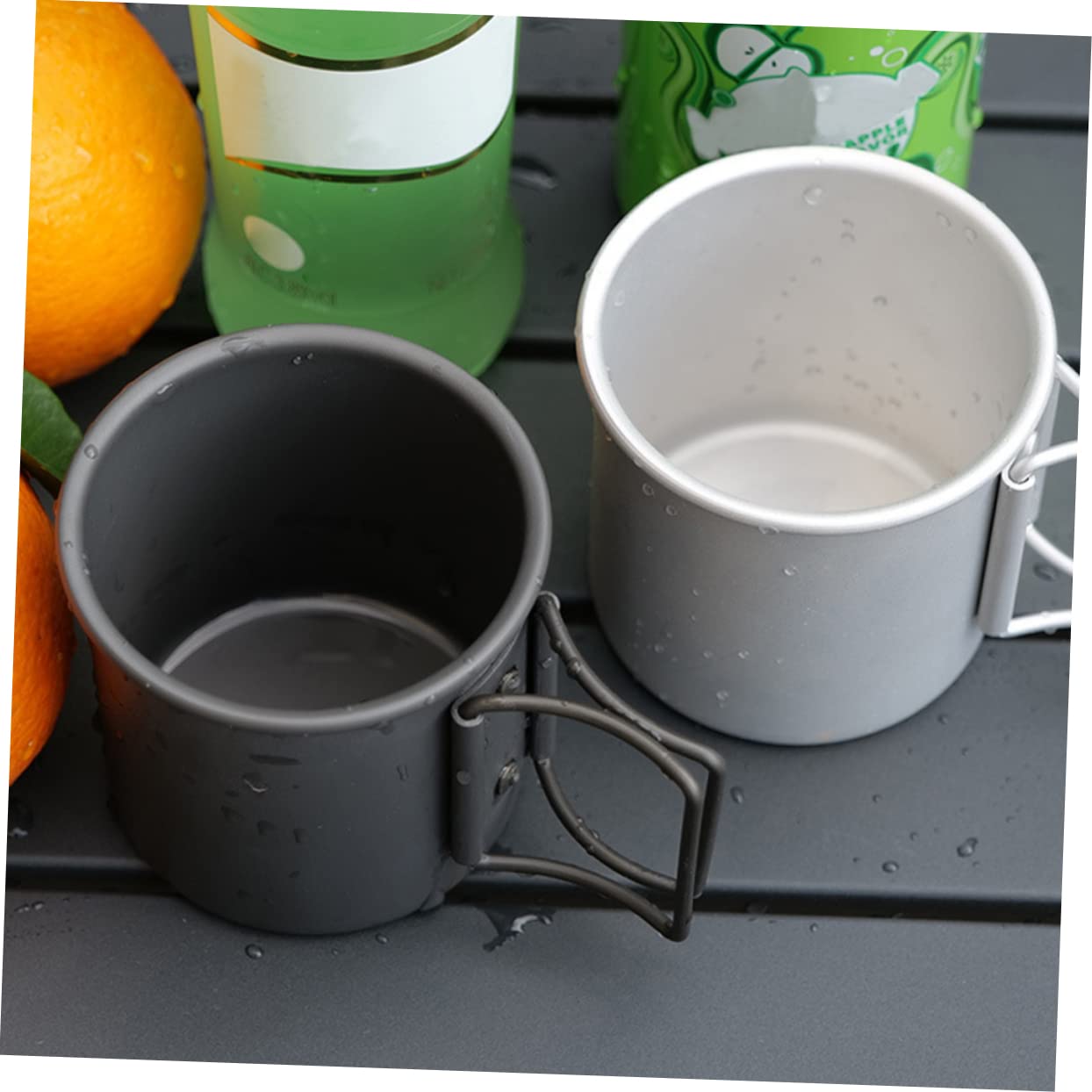 Abaodam 2 Sätze Faltbarer Aus Aluminium Isoliert Kleine Campingbecher Großer Campingbecher Tragbarer Becher Reisebecher Zusammenklappbarer Faltbecher 2 Stück * 2