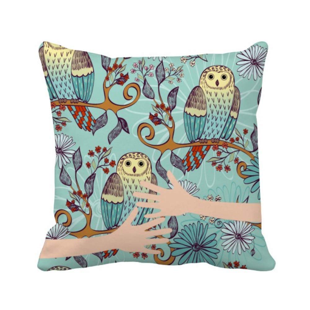 Coussin hibou Protect des Animaux textile de maison motif fleur bleue