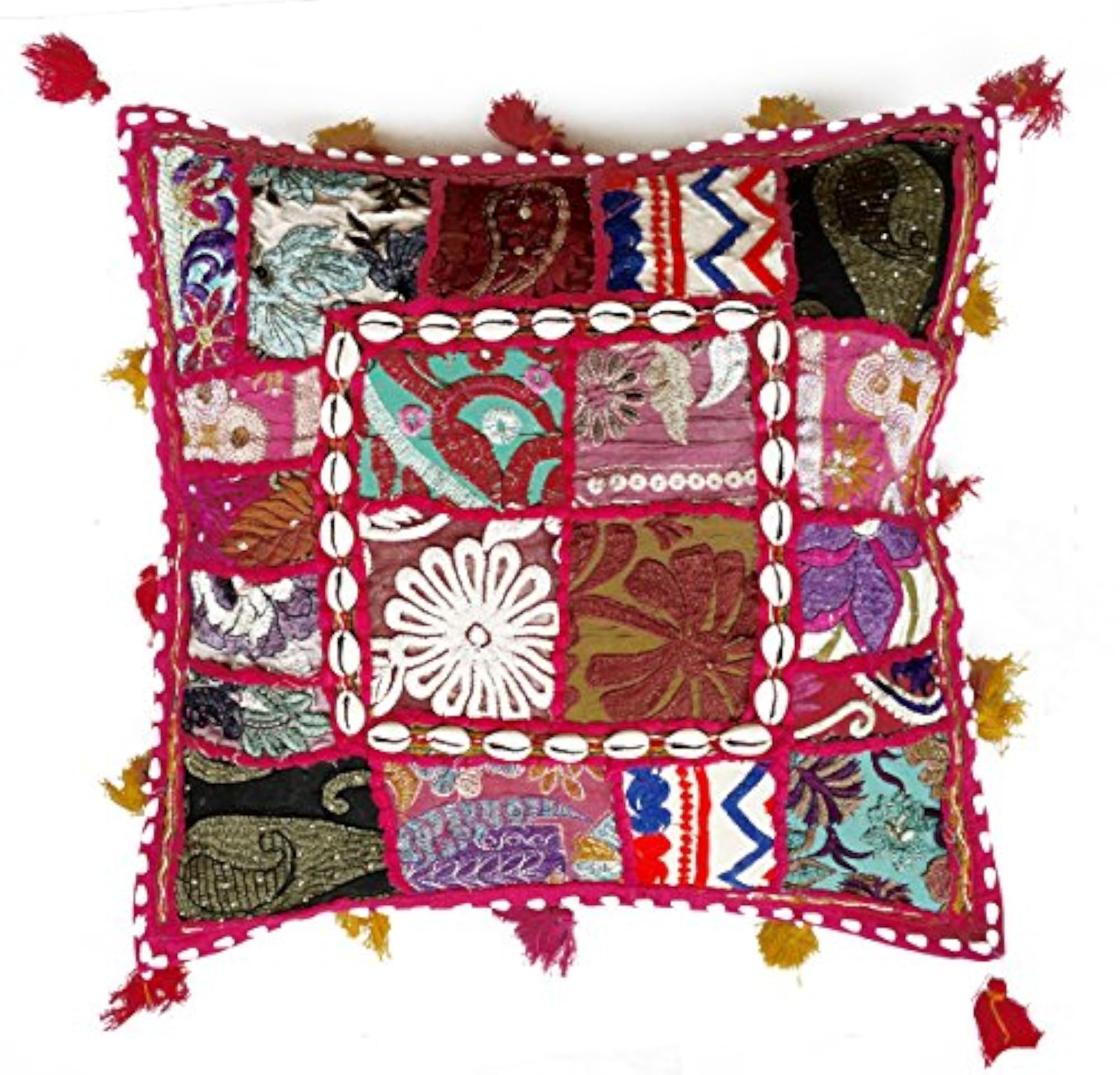 Set of 5 Multicolor Sari Patchwork Cushion Covers