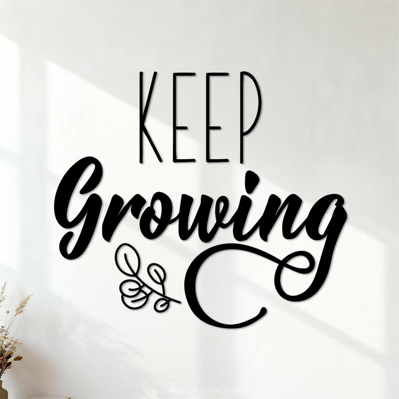 Wall Decals PVC Lettering Keep Growing Words 68x77.4cm Multiple Size Options Black