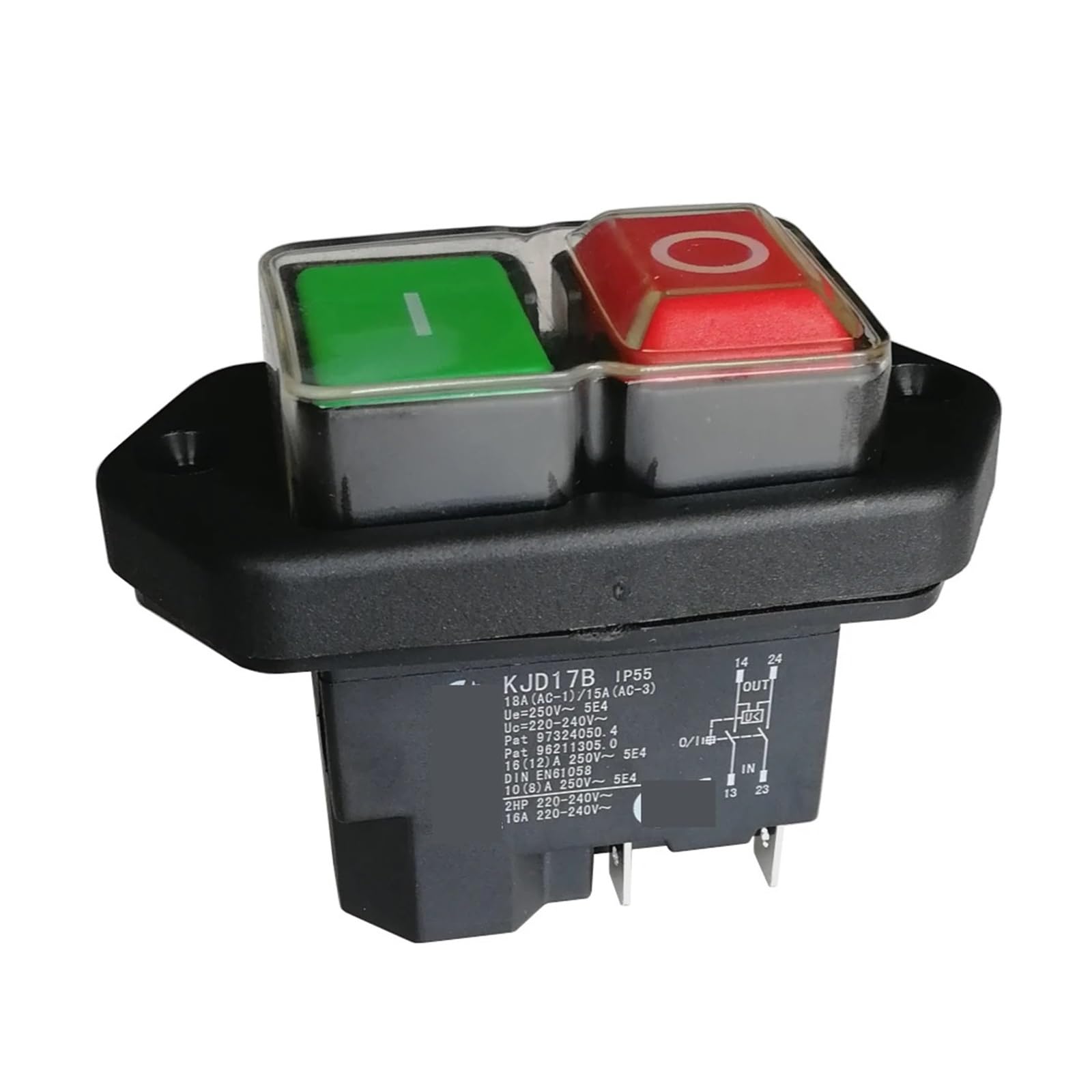 Emergency Stop Switch KJD17B/220V 16(12) A 4pin 5Pin IP55 Waterproof Pushbutton Switches Electromagnetic Push Button Switch(4pin) Controls Switches