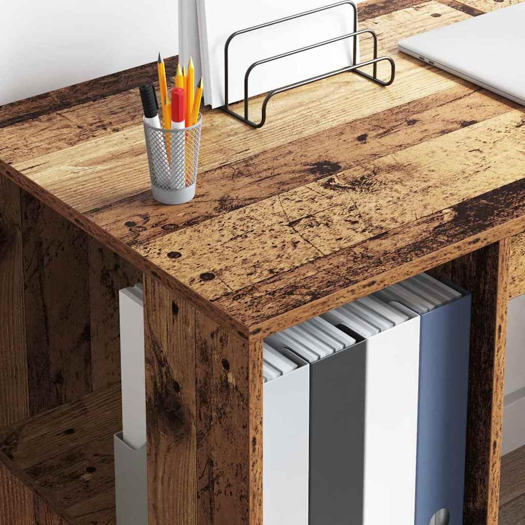 Scrivania in legno vecchio, 130 x 50,5 x 75 cm, con 2 ripiani, grande scrivania per computer, robusta e moderna, per casa, ufficio, gioco, camera dei ragazzi