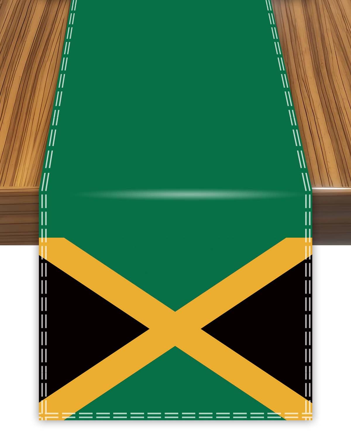 Petite Pine Jamaica Table Runner,Njamaican Flag Tablecolth For Dining Home Decor