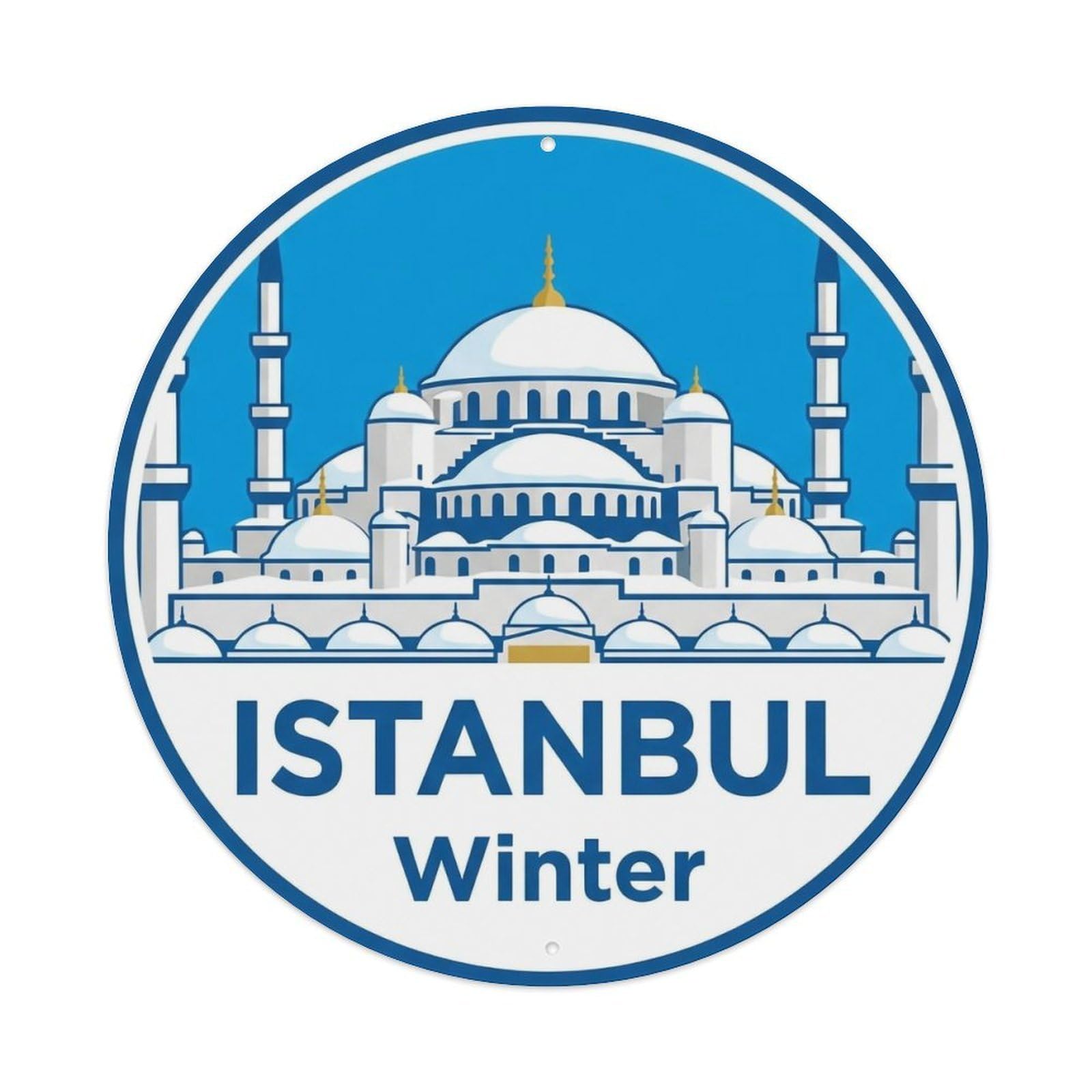 Vintage Travel Istanbul Turkey Winter Vintage Metal Tin Sign Plaque Wall Decor for Cafe, Club Bar, Office, Garden Metal Poster 8x8Inch
