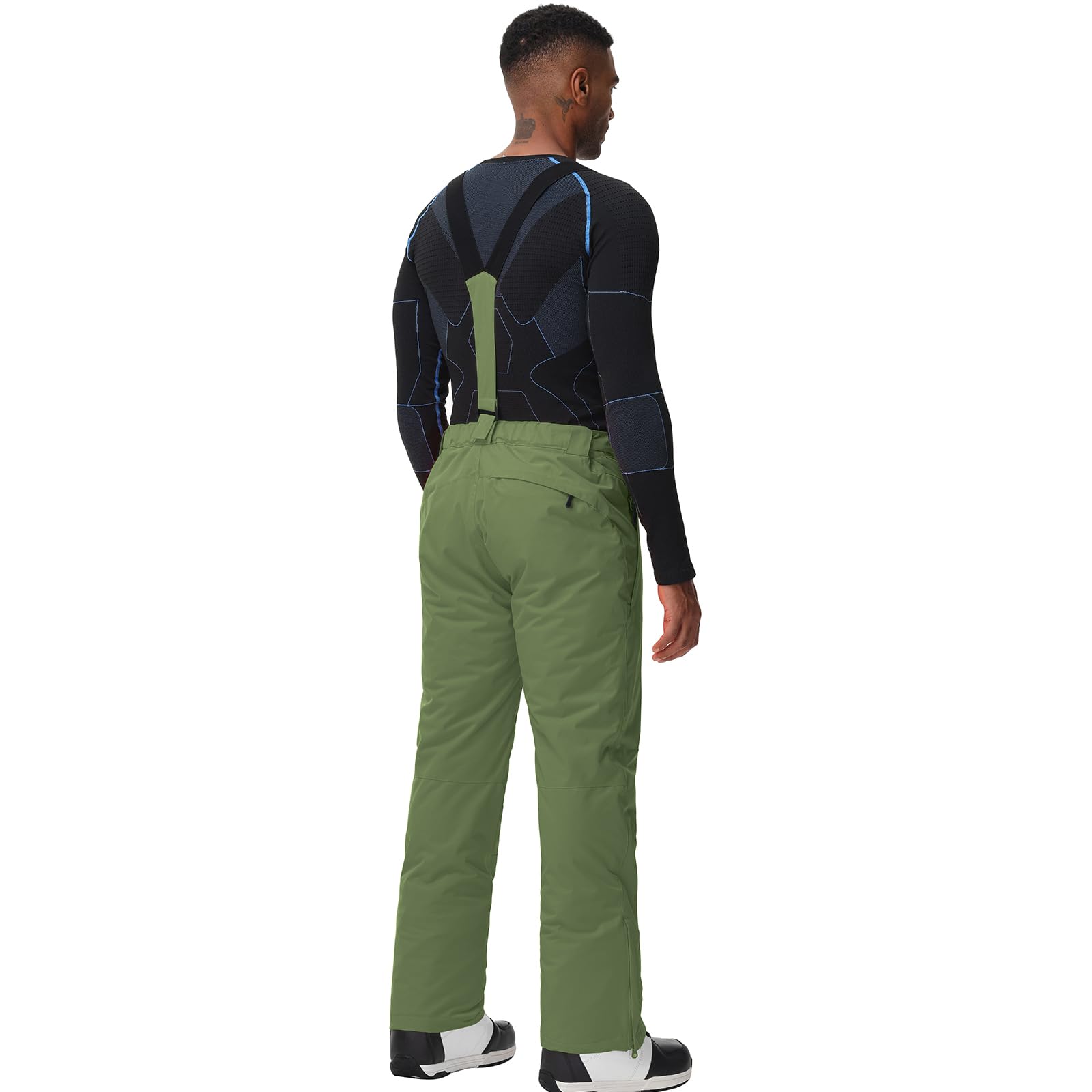 ALSOGO Pantalones de esquí para hombre, impermeables, cortavientos, para invierno, para la nieve, para exteriores, con tirantes desmontables