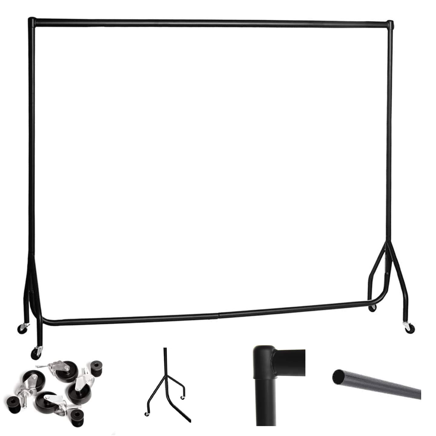 MSF 2ft x 5ft Black Heavy Duty Clothes Rail Garment Rail 2Ft x 5ft High, Black Heavy-Duty Clothes Rail