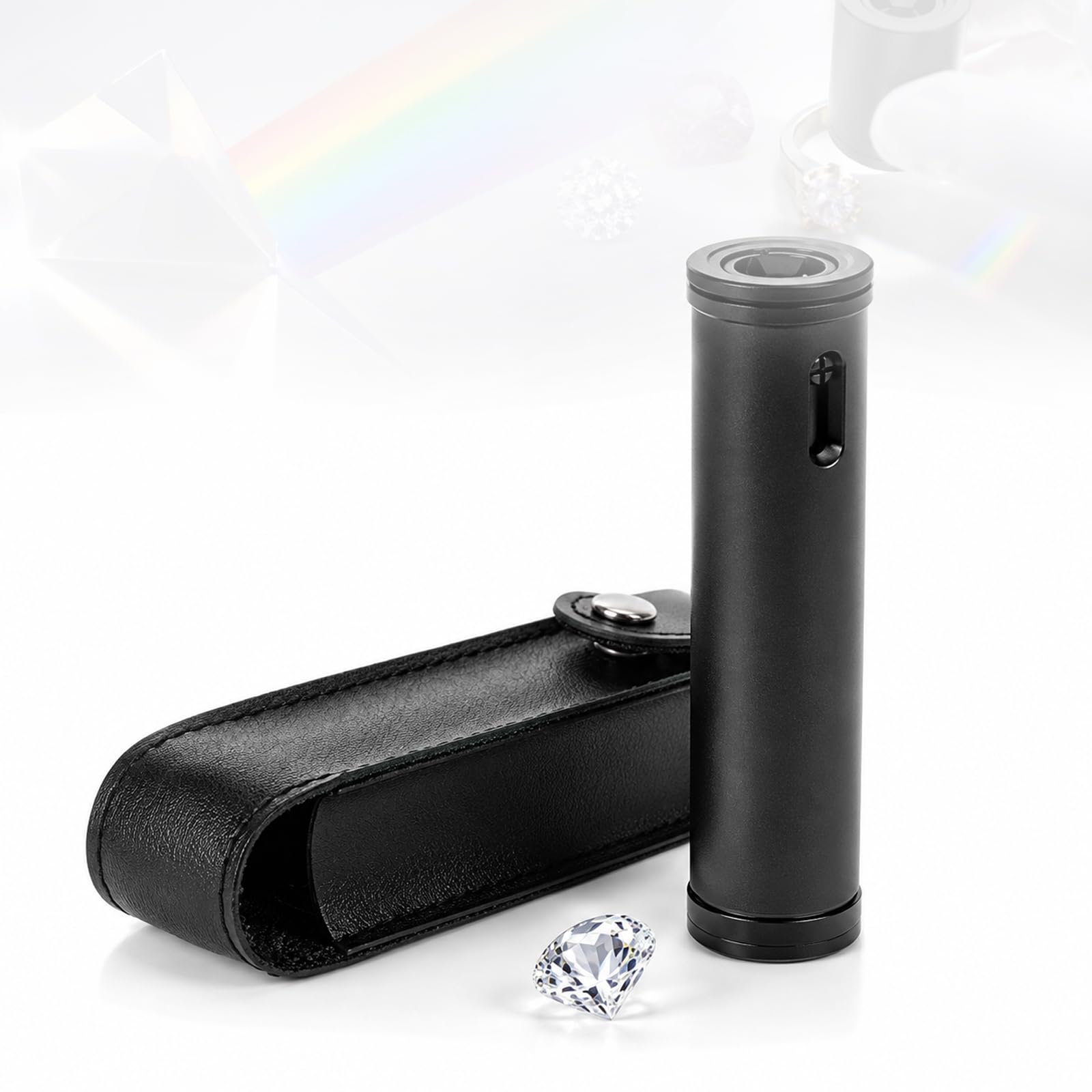 YIYIRAN Handheld Full Spectrum Prism Spectrometer, Diffraction Spectroscope, Adjustable Focus, Leather Storage Bag, Pocket Gem Spectroscope for Quick Identification Gemstone