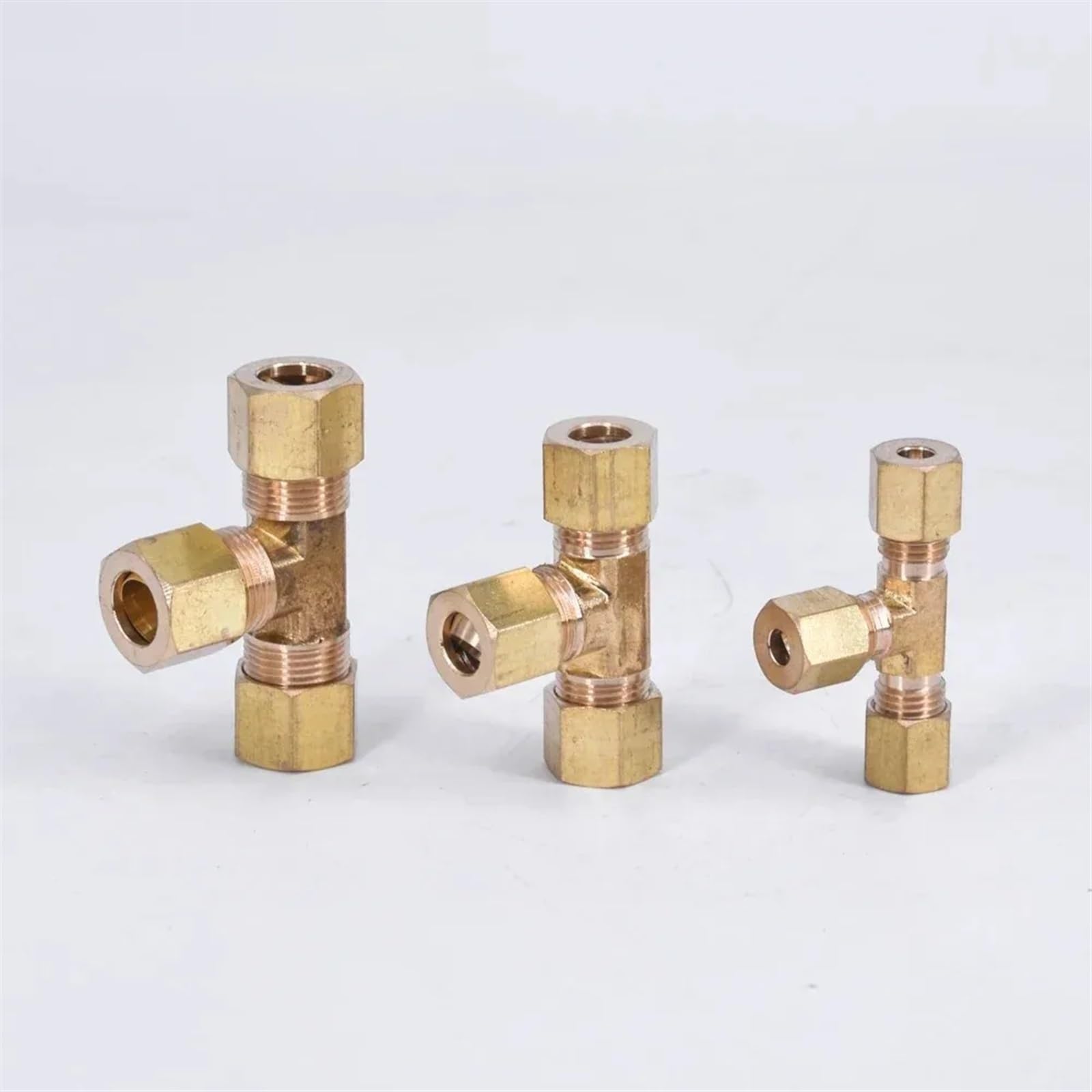 Schlauchverbinder aus Messing Fittings T-Stück Sanitärrohr Messing T-Stück 3 Wege Kompression Union Fitting Wasser Gas Öl Anschluss Rohr Fitting T(5pcs 15.88mm 5l8 Inch)