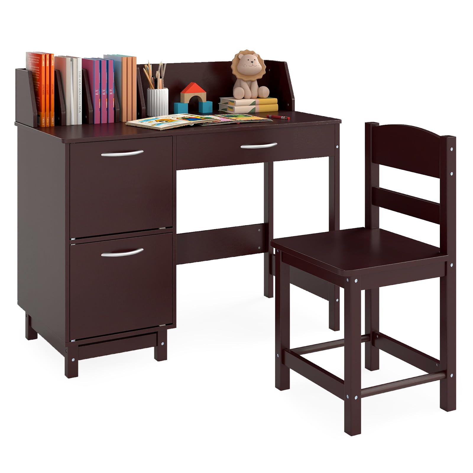 Amazon.com: HONEY JOY Kids Desk and Chair Set, Wooden Children