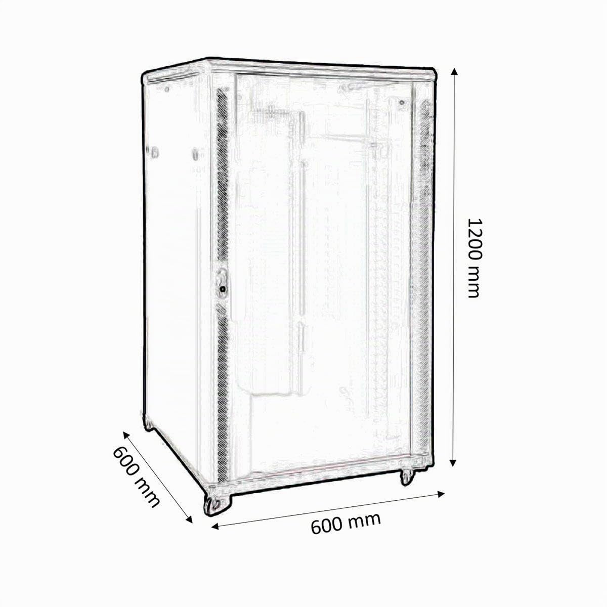 KIMEX - Baie de Brassage 19" 24U 600x600mm - Rack Serveur Informatique au Sol - Armoire Réseau 19 Pouces - Charge Max 800 kg - Ref 112-6624K
