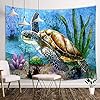 DYNH Sea Turtle Tapestry, Watercolor Ocean Animals Lover in Underwater Fantasy Coral World, Wall Hanging Tapestries for… 61sSoJCk8zL. SS100