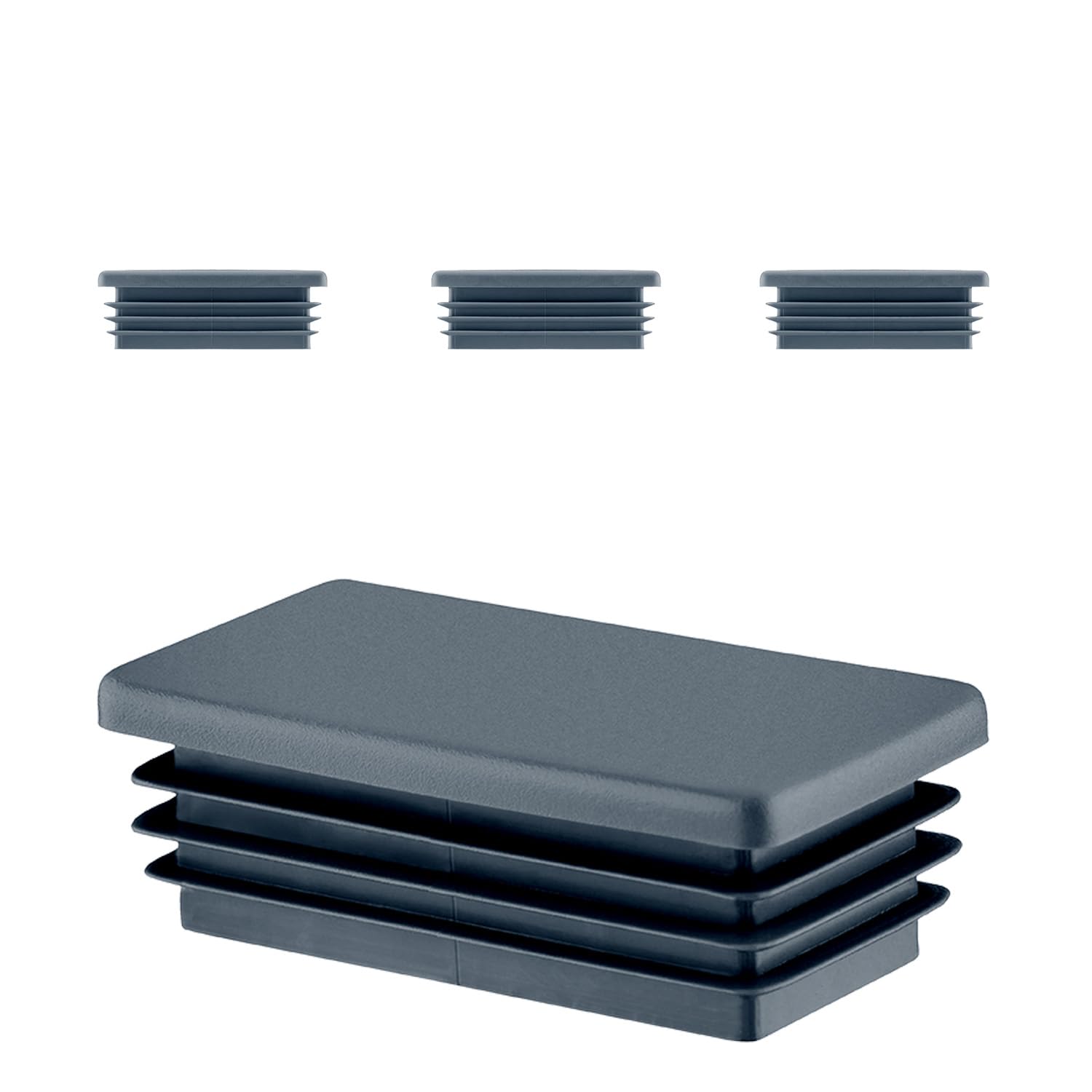 Emfa Anthracite Plastic End Caps 80X50 Mm – Rectangular Tube Inserts – Lamella Plugs For Metal Tubes And Structures – 4 Pack – 8X5 Cm