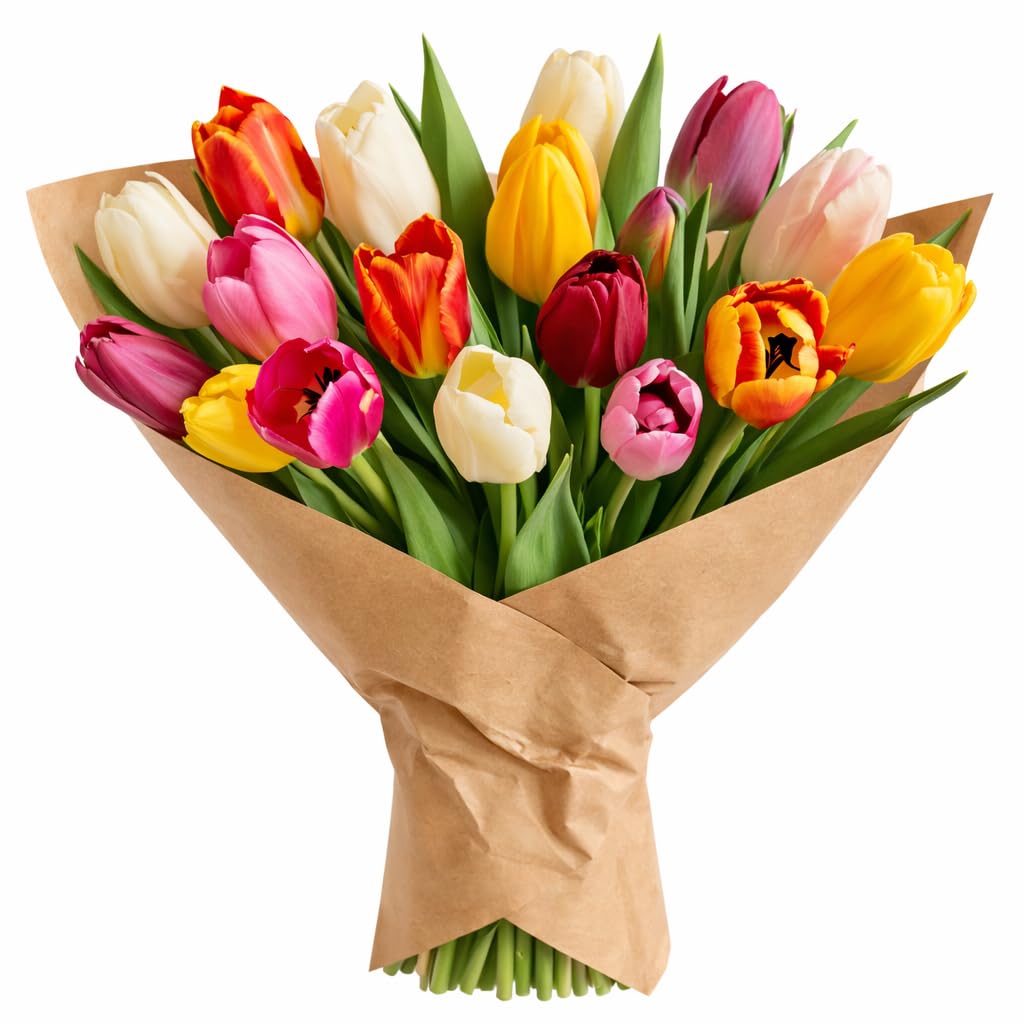 Mixed Colour Tulip Bouquet Fresh Cut Seasonal Flowers With Chocolate or Balloon (chocolate)