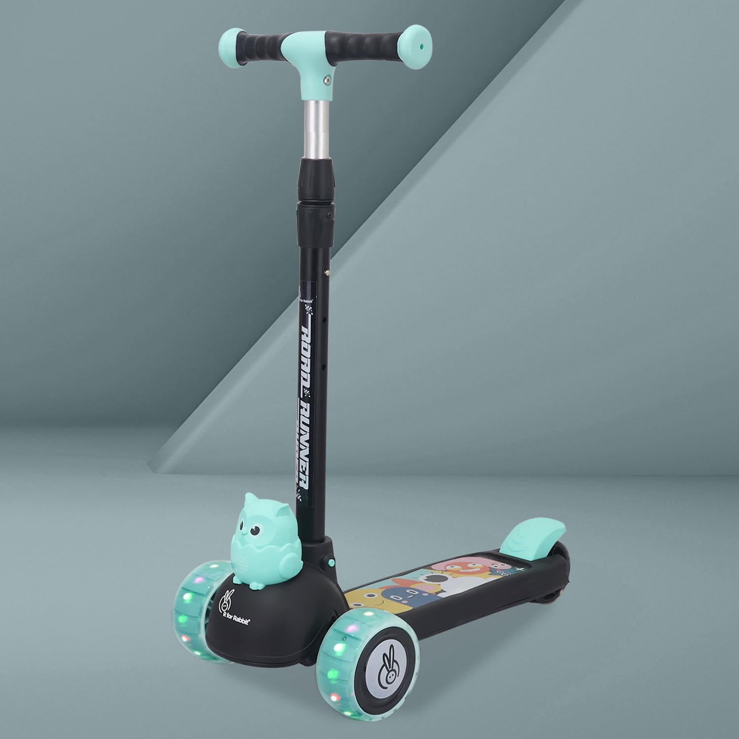 R for Rabbit Road Runner Ryder Kids Scooter, 3 Level Adjustable Height Wide Deck & PU LED Wheels Kick Scooter with Brake for 3+ Years Kids, Weight Capacity Upto 50kgs (Black Blue) (B0D81BK4X1) Amazon Price History, Amazon Price Tracker