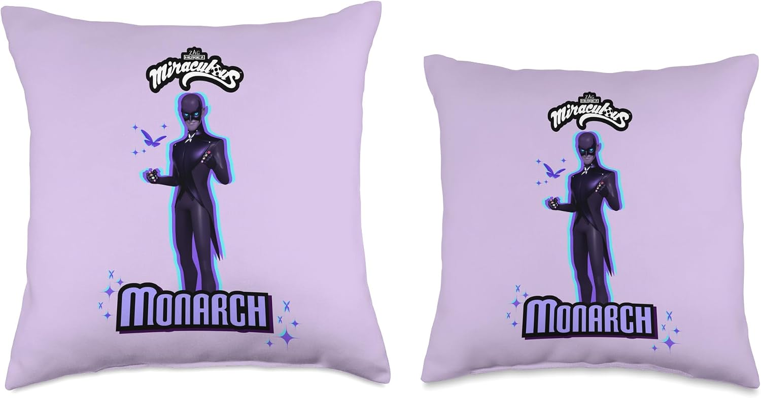 Miraculous Ladybug Villains Collection Monarch 2 Throw Pillow, 16x16, Multicolor