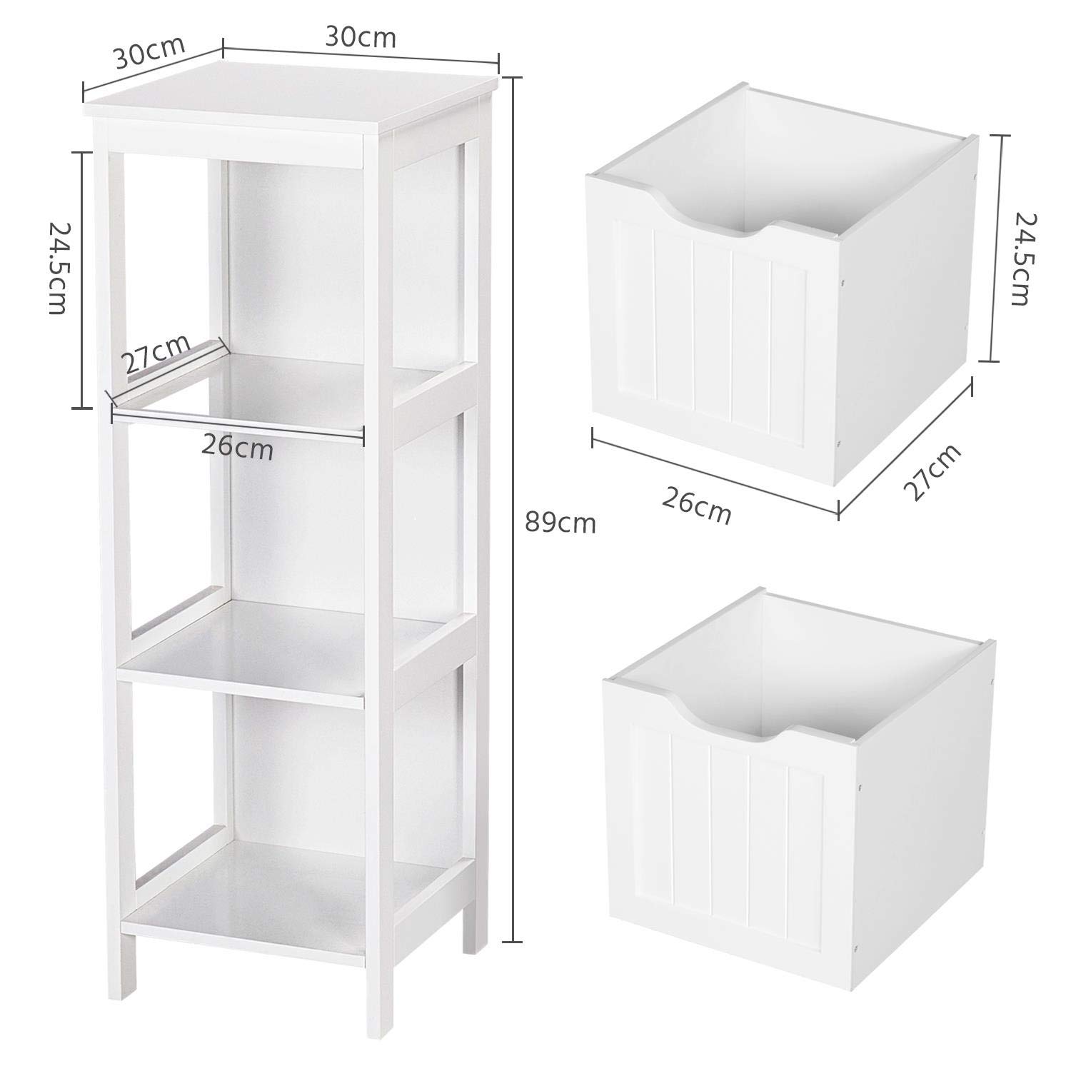 Yaheetech Bathroom Floor Storage Slim Storage Unit 2 Drawers 1