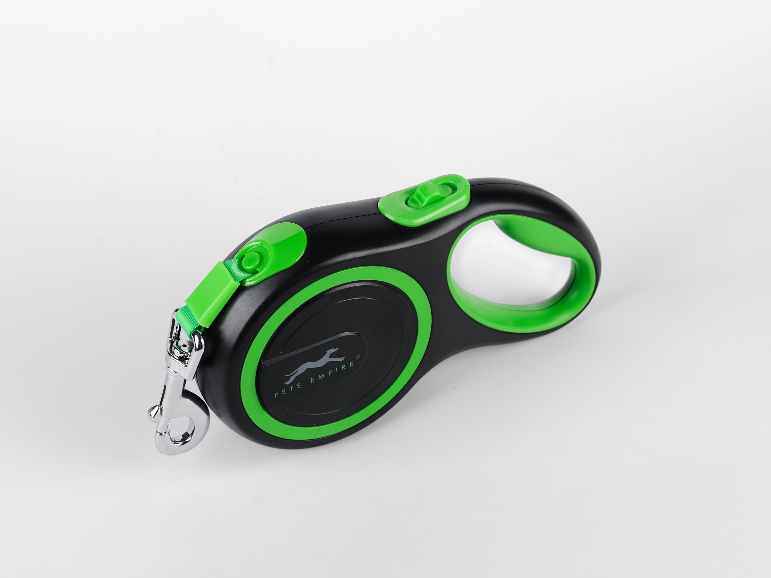 Adjustable Retractable Dog Leash 5 Mtr|Heavy Duty Leash for Pets with 360° Tangle Free Design |Strong Nylon Tape|Anti-Slip Handle| Built in Spring|One-Click Brake Pause|(Large, Green)