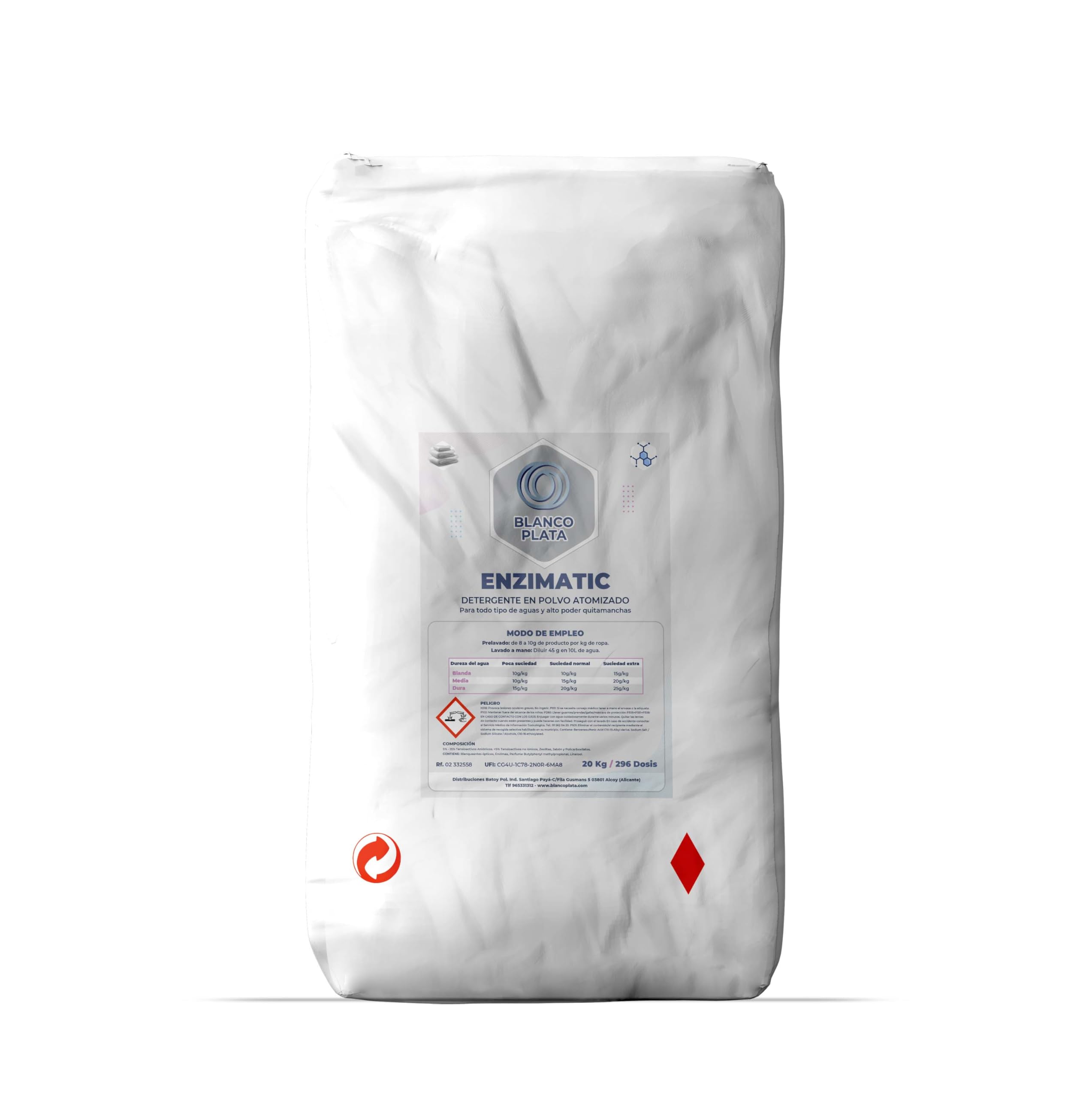 Detergente Lavadora Blancoplata (Polvo 20 Kg)