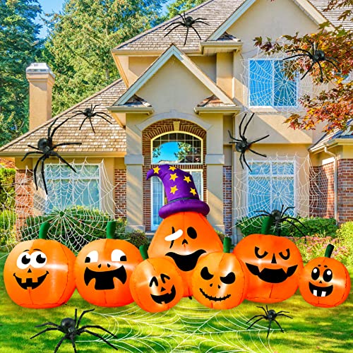 Fastdeng 9Ft Halloween Inflatable Pumpkin With Led Lights Built-In, Blow Up Yard Decoration Clearance For Indoor Outdoor Halloween Holiday Decoration, Party/Lawn/Garden (Upgraded Motor ) #TOP7