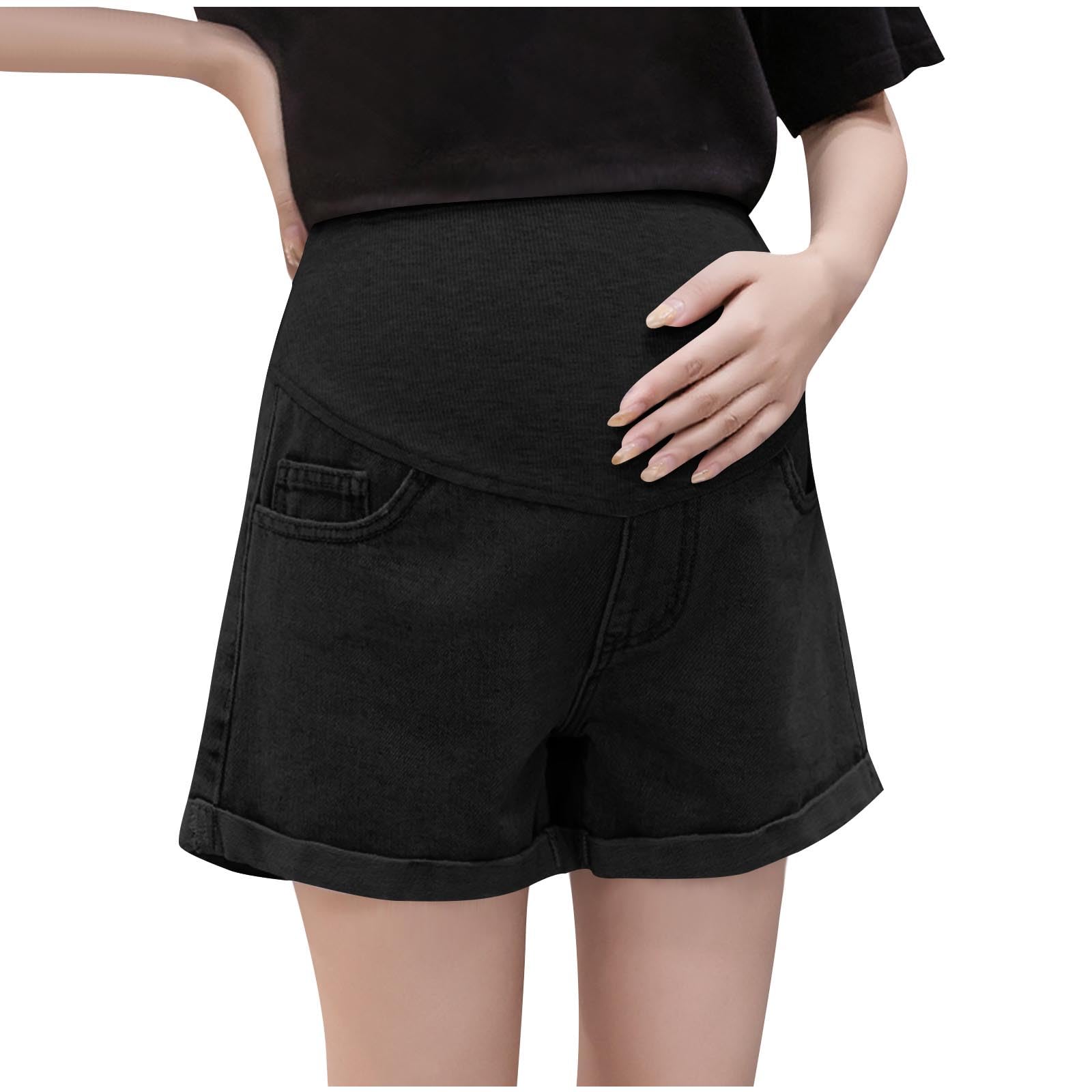 Short en jean de maternité extensible contre l'inconfort de la taille haute