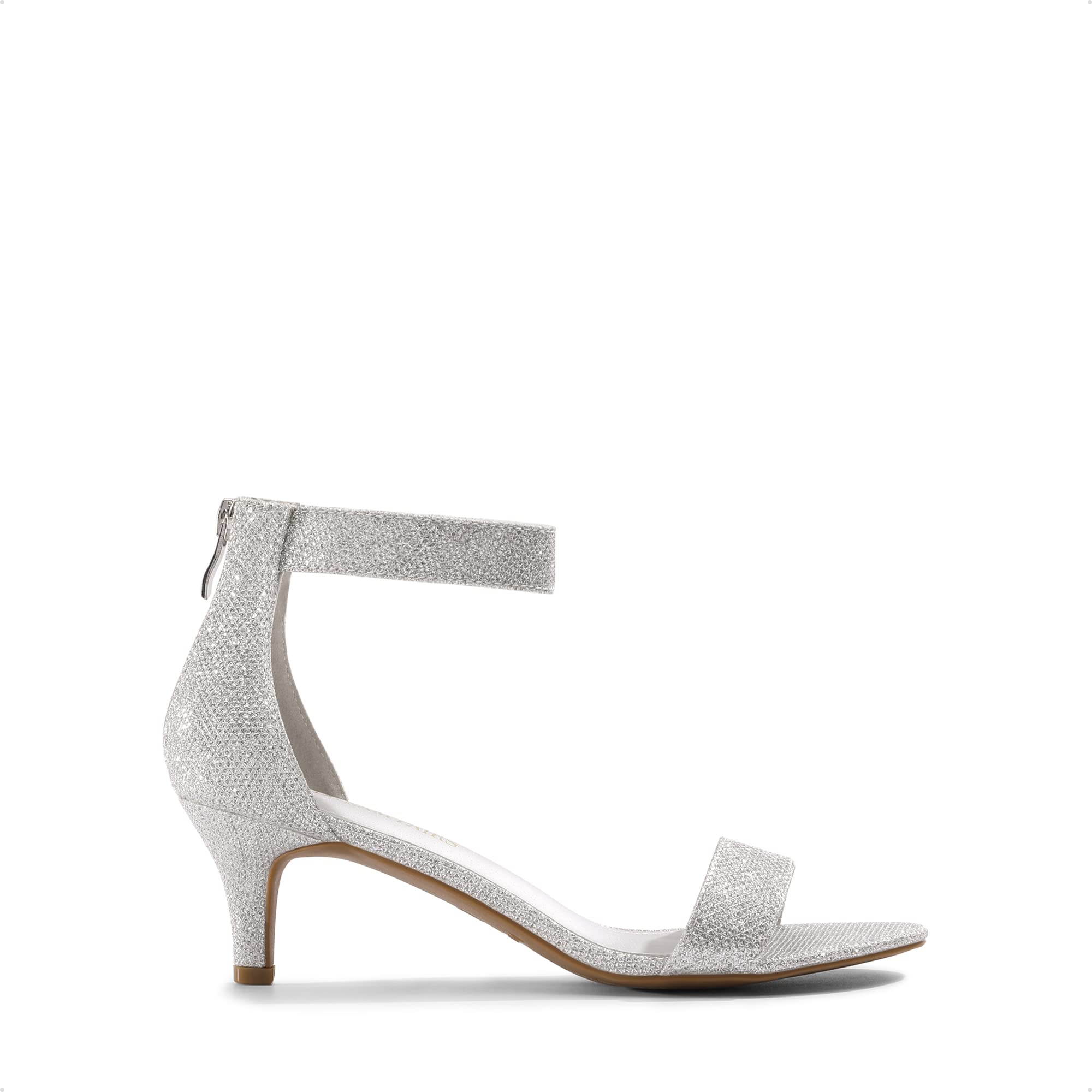 DREAM PAIRS Women's Fiona Silver Glitter Fashion Stilettos Open Toe Pump Heeled Sandals Size 8 B(M) US