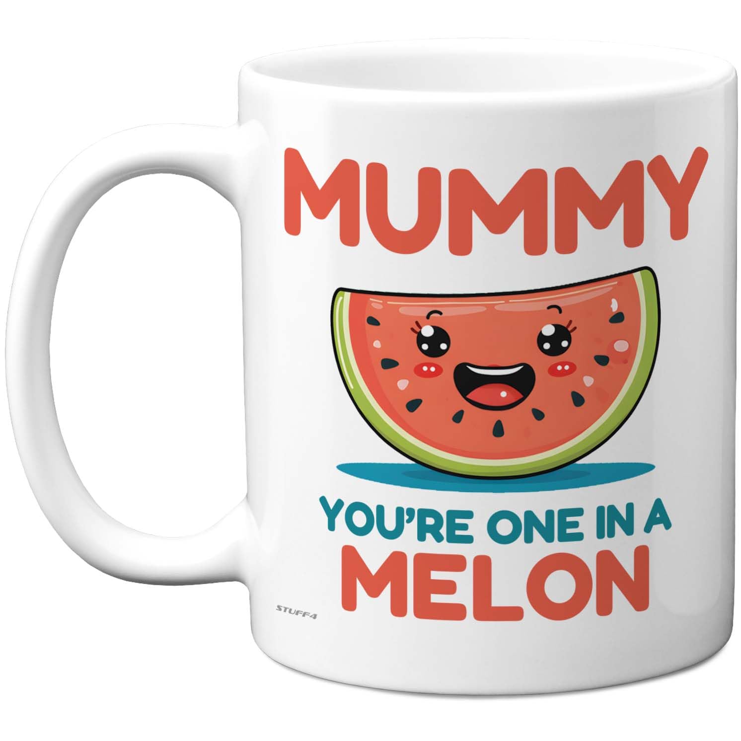 Stuff4 Mummy You're One in a Melon Mug - Playful Watermelon Design - Fun Mother's Day Treat - 11oz Ceramic Gloss Mug