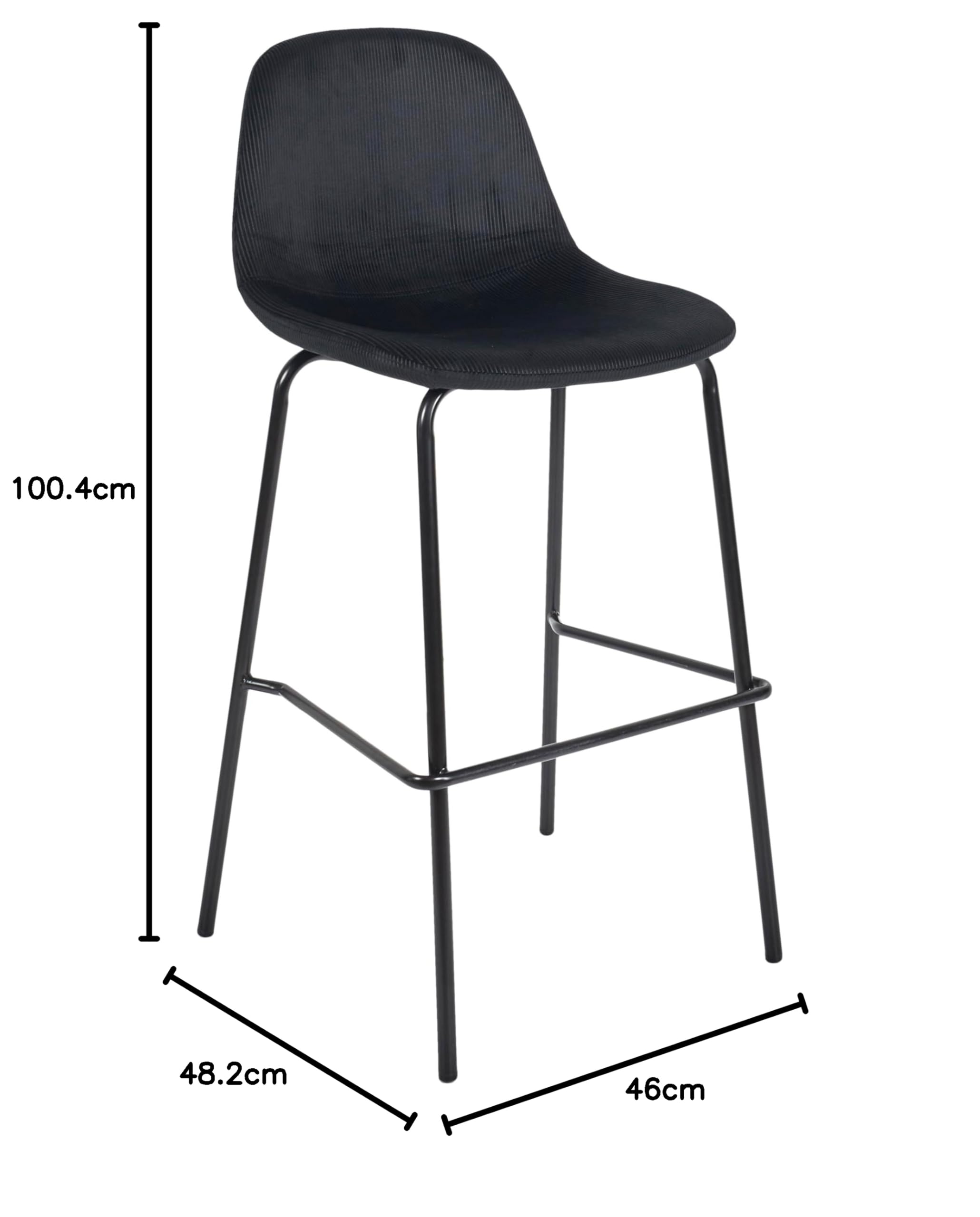 HOME DECO FACTORY,HD0067, Set di 2 Sgabelli Bar Giulia Nero M2, Lounge Edition, Mobili, Seduta, Sgabello e Sedia Bar, 46x100,4x48,2 cm, altezza seduta 70 cm, Nero