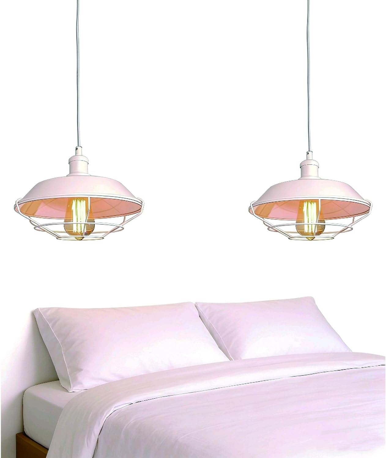 Simple Style White mini Wire Guard lampshade Compatible with E26 lamp Holder Suitable for bedrooms Study Rooms Tool Rooms and workspaces