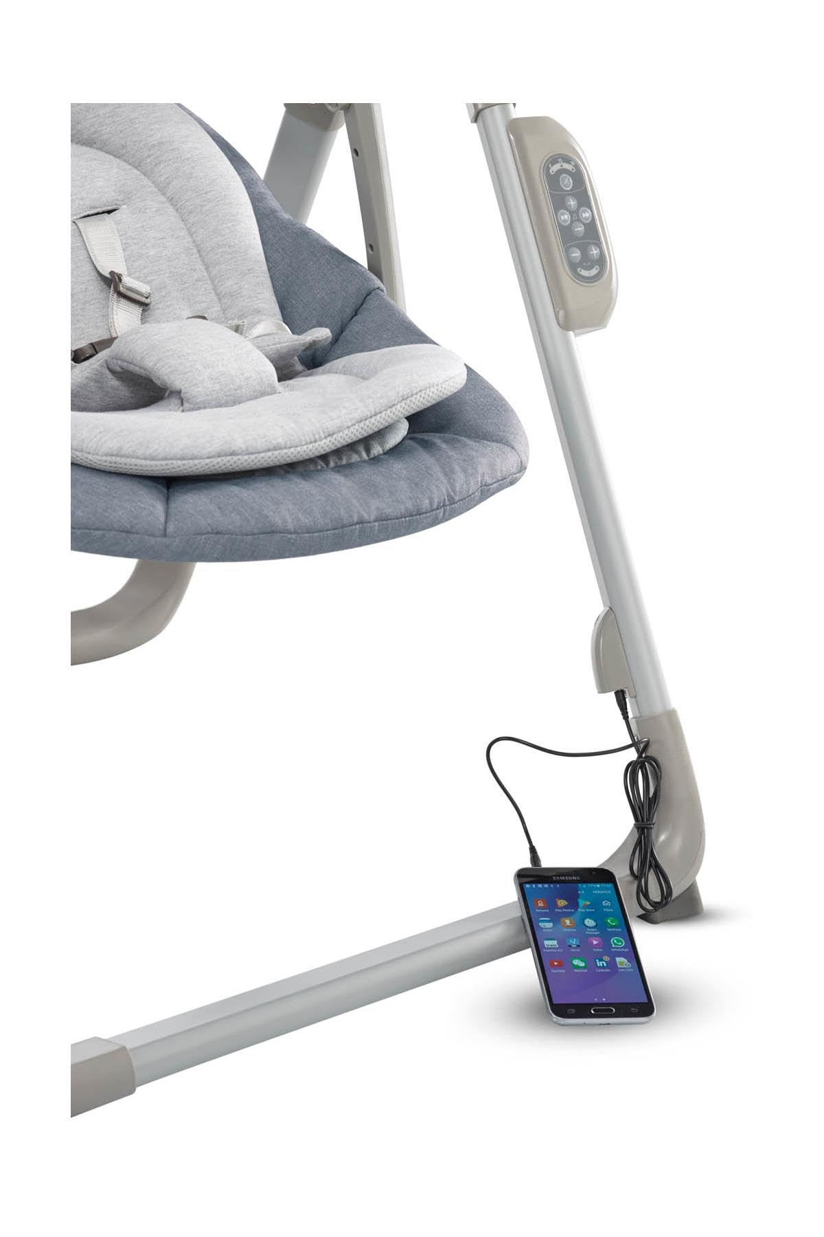 Inglesina Wave Altalena, Pepper, Dondolo con Regolazione per il Comfort, 12 Melodie, Stimolazione Sensoriale, Connettività per Musica da Telefono