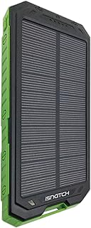 Power Bank Solare 10000mAh, Batteria Portatile con LED e Bussola, 2 Porte USB, Ricarica di Emergenza, Verde/Nero