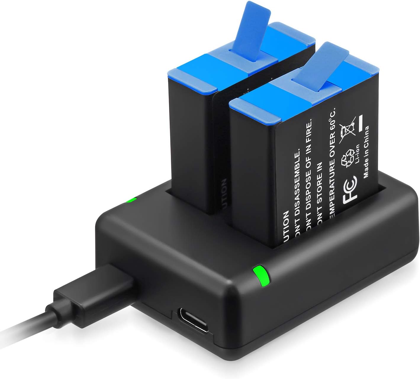 Hero 10/Hero 9 Battery 2 Packs 1900mAh Rechargeable Lithium Battery and USB Dual Charger for GoPro Hero 9/ Hero 10
